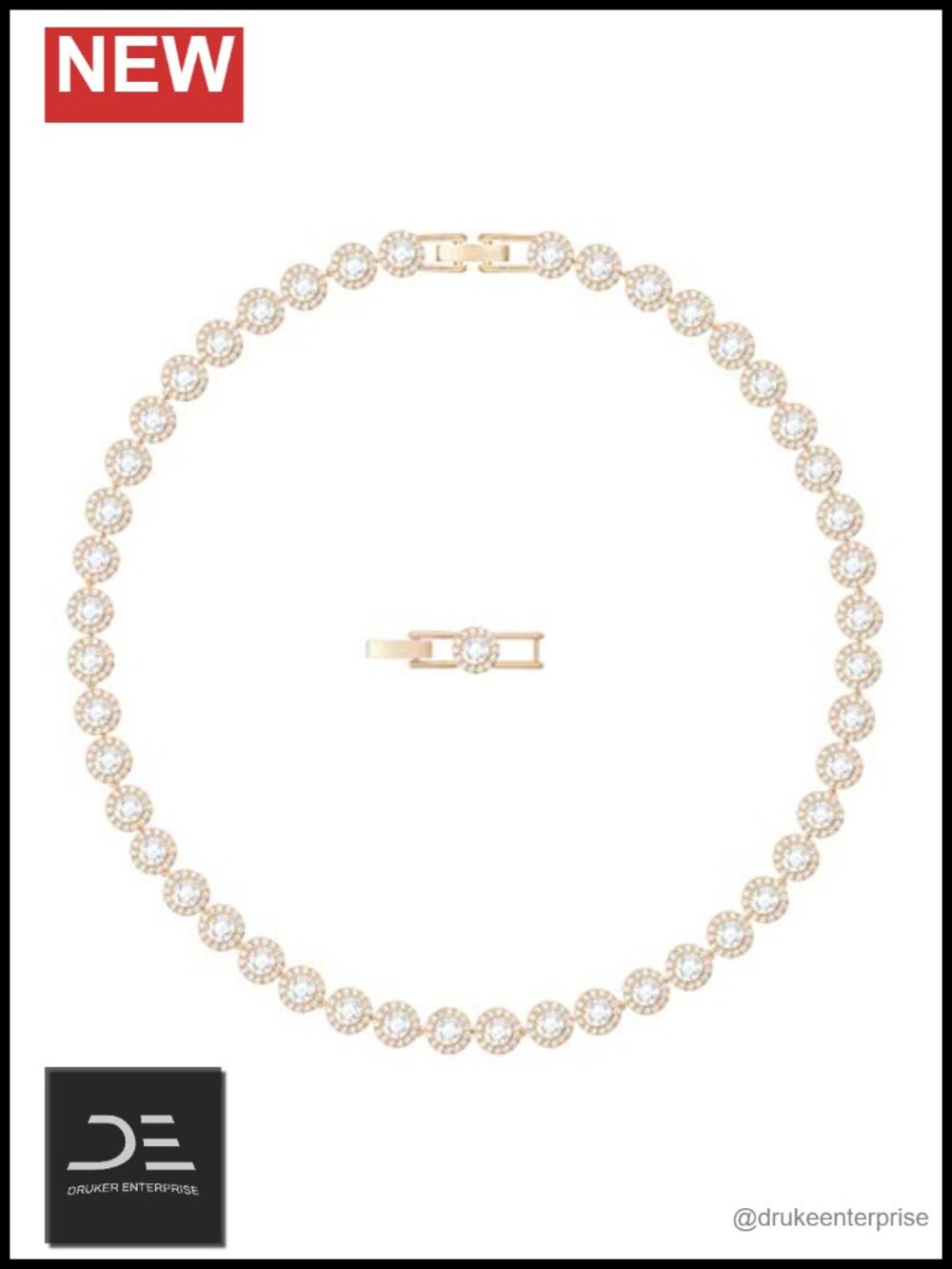 Crystal Choker Necklace Rose Gold Tone Finish Adjustable